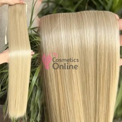 Extensie de par coada dreapta cu snur si pini 85 cm Cod 3D1324H61385 Blond Deschis cu Blond Inchis
